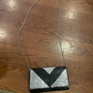 sequin black and white clutch/crossbody